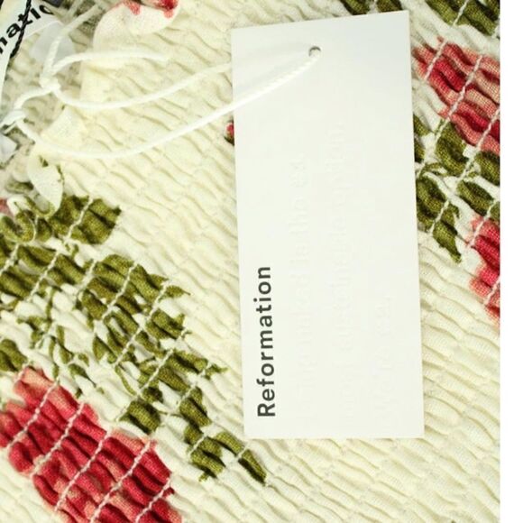 Reformation Hilary Smocked Mini Dress Jolie Size Cream size M NWT $249 - Picture 7 of 11